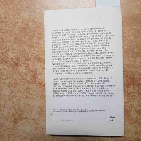 CARLO CASTELLANETA - BUR - VILLA DI DELIZIA 1979 romanzo