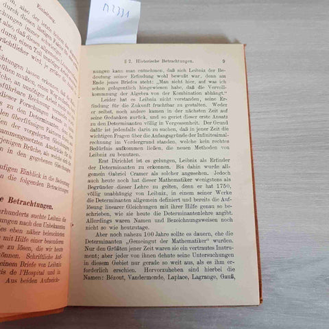 PAUL FISCHER SAMMLUNG GOSCHEN G. J. GOSCHENSCHE - DETERMINANTEN 1912 matematica