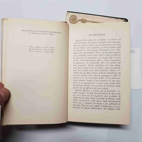 INDRO MONTANELLI - RIZZOLI - DANTE E IL SUO SECOLO 1965 libro + cofanetto 3°EDIZ