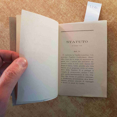 ASSOCIAZIONE POPOLARE COSTITUZIONALE MONARCHICA DI CANDIA LOMELLINA MORTARA 1904