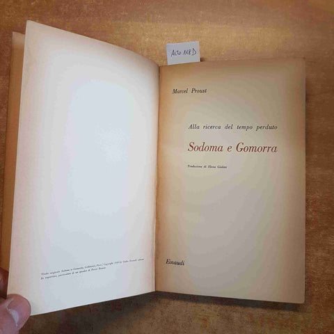 MARCEL PROUST - EINAUDI - SODOMA E GOMORRA - 24 MAGGIO 1950