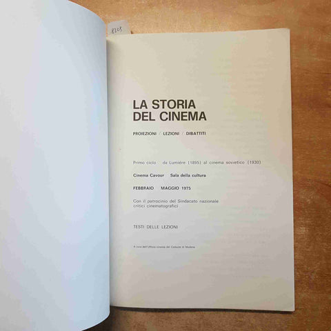 LA STORIA DEL CINEMA primo ciclo DA LUMIERE AL CINEMA SOVIETICO lezioni MODENA