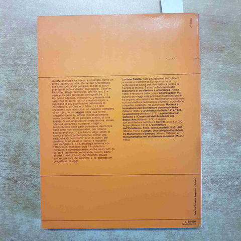 LUCIANO PATETTA - STORIA DELL'ARCHITETTURA ANTOLOGIA CRITICA 1983 ETAS LIBRI
