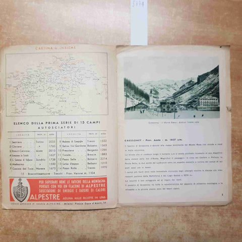 NEVE IN MONTAGNA GRESSONEY LA TRINITE' - GUIDE AUTOSCIATORIE 1939 ARTI GRAFICHE