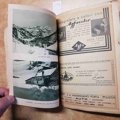 NEVE IN MONTAGNA GRESSONEY LA TRINITE' - GUIDE AUTOSCIATORIE 1939 ARTI GRAFICHE