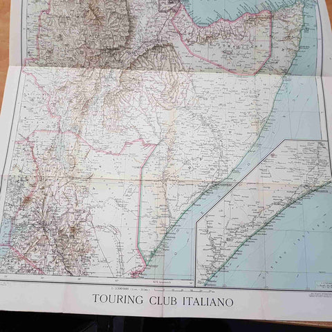 CARTA DELL'AFRICA ORIENTALE 1935 TOURING CLUB LE VIE D'ITALIA fascismo colonie
