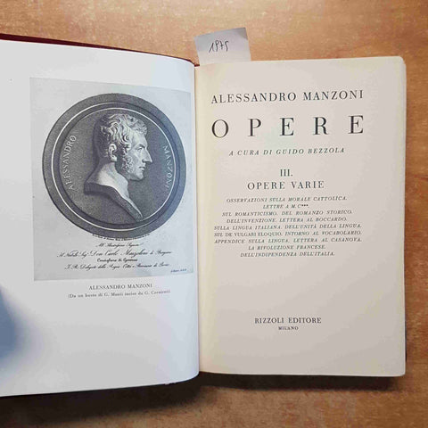 ALESSANDRO MANZONI - OPERE 3 OPERE VARIE 1973 A CURA DI GUIDO BEZZOLA