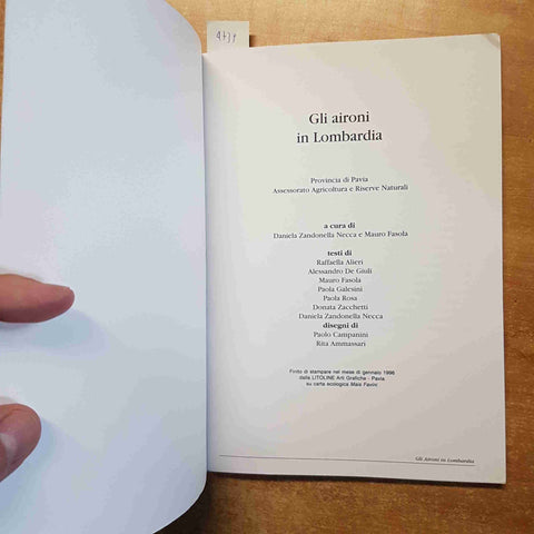 GLI AIRONI IN LOMBARDIA PROVINCIA DI PAVIA 1996 LITOLINE - riserve naturali