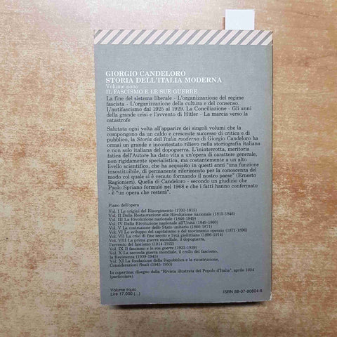 CANDELORO STORIA DELL'ITALIA MODERNA volume nono - FELTRINELLI sottolineato