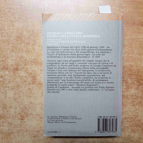 CANDELORO STORIA DELL'ITALIA MODERNA volume terzo - FELTRINELLI sottolineato