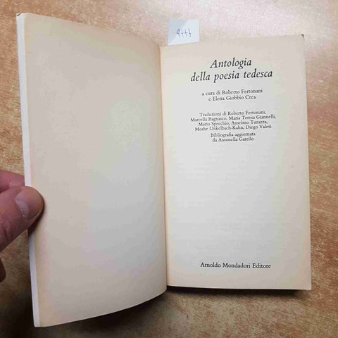FERTONANI, GIOBBIO CREA - ANTOLOGIA DELLA POESIA TEDESCA 1991 OSCAR MONDADORI