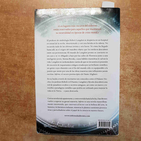 DAN BROWN INFERNO 2013 EDITORIAL PLANETA robert langdon thriller TESTO SPAGNOLO