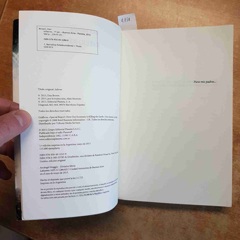 DAN BROWN INFERNO 2013 EDITORIAL PLANETA robert langdon thriller TESTO SPAGNOLO