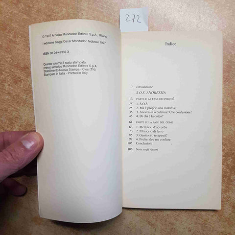 BURBATTI CASTOLDI - S.O.S. ANORESSIA GUIDA PRATICA PER I GENITORI 1997 MONDADORI