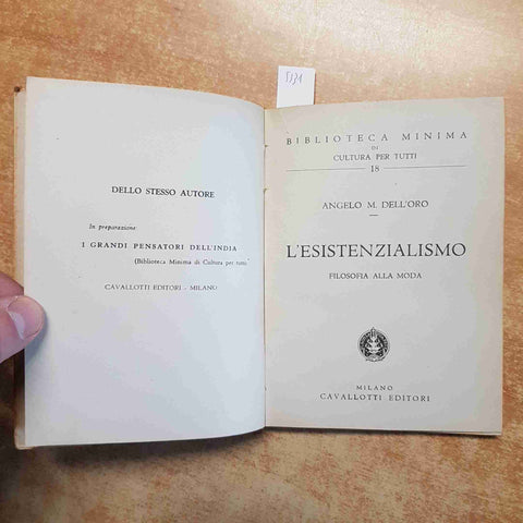 ANGELO DELL'ORO L'ESISTENZIALISMO FILOSOFIA MODA 1948 CAVALLOTTI kierkegaard