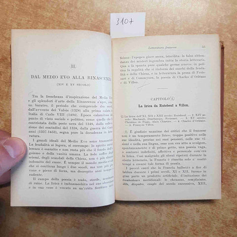PADOVANI LETTERATURA FRANCESE DALLE ORIGINI AI GIORNI NOSTRI 1925 MANUALI HOEPLI