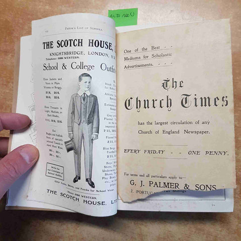 PATON'S LIST OF SCHOOLS AND TUTORS 1913 SIXTEENTH ANNUAL EDITION J& J PATON
