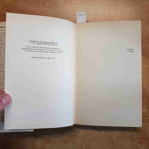 ORIANA FALLACI - UN UOMO 1979 RIZZOLI seconda edizione copertina rigida