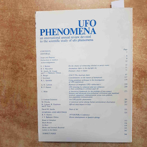 UFO PHENOMENA AN INTERNATIONAL ANNUAL REVIEW DEVOTED TO SCIENTIFIC STUDY 1978