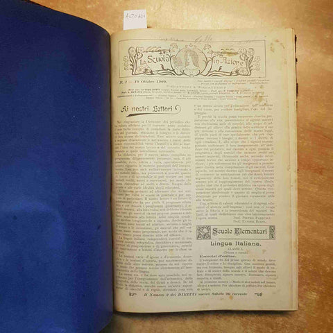 2 voll. I DIRITTI DELLA SCUOLA 1900/1903 RIVISTA SETTIMANALE ILLUSTRATA RILEGATA