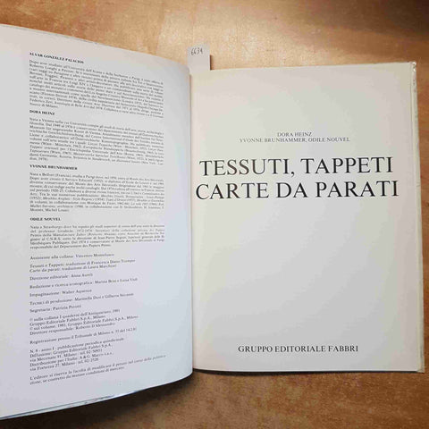 Heinz I QUADERNI DELL'ANTIQUARIATO TESSUTI TAPPETI CARTE DA PARATI 1981 Fabbri