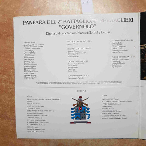 FANFARA DEL 2° BATTAGLIONE BERSAGLIERI GOVERNOLO 2 LP 33 GIRI VINILE VINYL FBG