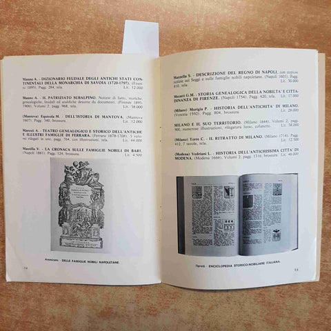 STORIA ARALDICA STORIE LOCALI CATALOGO LIBRI 1977 AGENZIA URSO collezione rarita