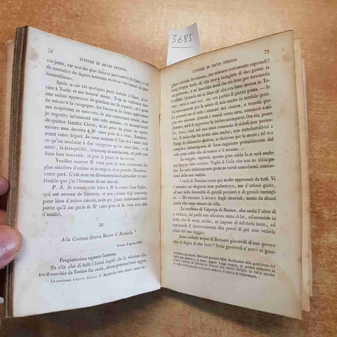 EPISTOLARIO DI SILVIO PELLICO - GUGLIELMO STEFANI 1856 LE MONNIER