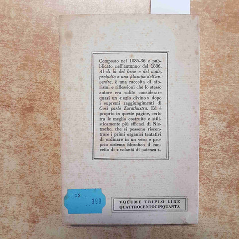 NIETZSCHE - AL DI LA DEL BENE E DEL MALE 1968 BUR RIZZOLI
