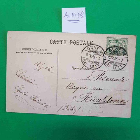 LES MOUETTES E GENEVE 1906 CARTOLINA EPOCA VINTAGE POSTCARD VEDUTA VIAGGIATA