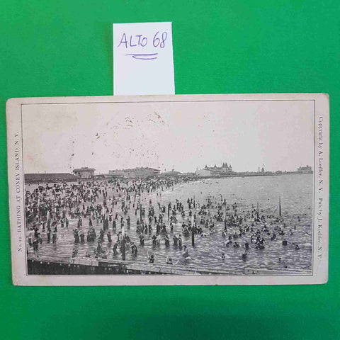 BATHING AT CONEY ISLAND 1906 CARTOLINA EPOCA VINTAGE POSTCARD VEDUTA VIAGGIATA