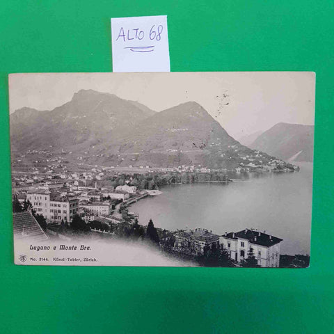 LUGANO E MONTE BRE ZURICH 1899 CARTOLINA EPOCA VINTAGE POSTCARD VIAGGIATA