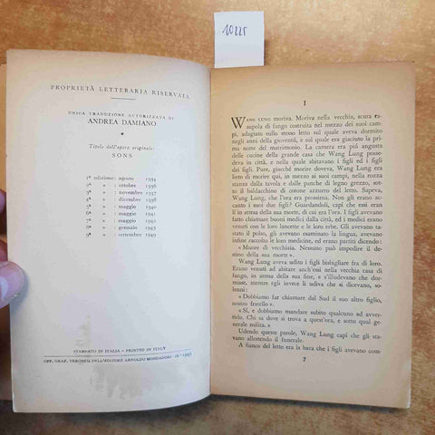 PEARL S. BUCK - FIGLI 1949 I GRANDI NARRATORI D'OGNI PAESE MONDADORI 9°edizione