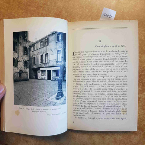 MICHELE SAPONARO VITA AMOROSA ED EROICA DI UGO FOSCOLO 1938 MONDADORI 1°edizione