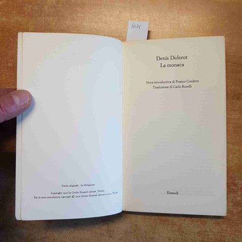 DENIS DIDEROT - LA MONACA 1972 EINAUDI letteratura francese GRANDI CLASSICI
