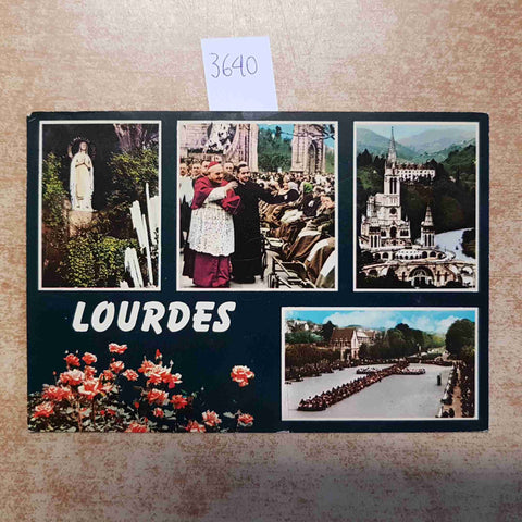CARTOLINA LOURDES 1969 PYRENEES BASILICA SANTUARIO GROTTA BENEDIZIONE VIAGGIATA