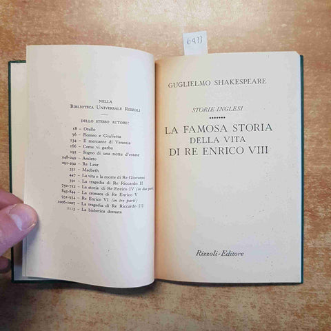 SHAKESPEARE LA FAMOSA STORIA DELLA VITA DI RE ENRICO VIII STORIE INGLESI RIZZOLI