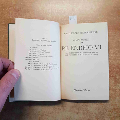 SHAKESPEARE - RE ENRICO VI STORIE INGLESI RIZZOLI BUR