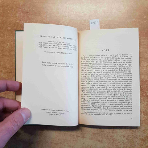 SHAKESPEARE - RE ENRICO VI STORIE INGLESI RIZZOLI BUR