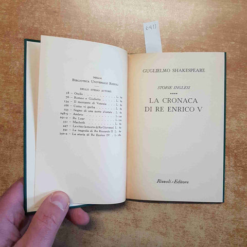 SHAKESPEARE - LA CRONACA DI RE ENRICO V - STORIE INGLESI RIZZOLI BUR