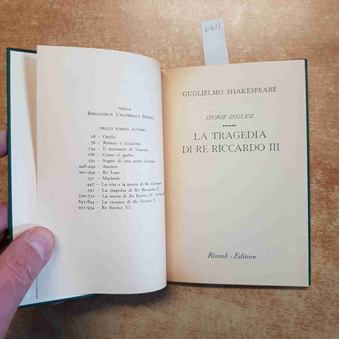 SHAKESPEARE - LA TRAGEDIA DI RE RICCARDO III - STORIE INGLESI RIZZOLI BUR