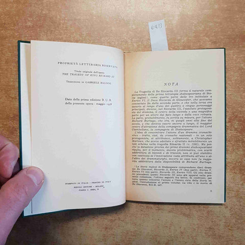 SHAKESPEARE - LA TRAGEDIA DI RE RICCARDO III - STORIE INGLESI RIZZOLI BUR