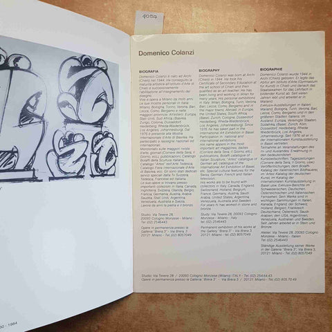 DOMENICO COLANZI CATALOGO ARTE Galleria Brera 3 COLOGNO MONZESE ARCHI CHIETI