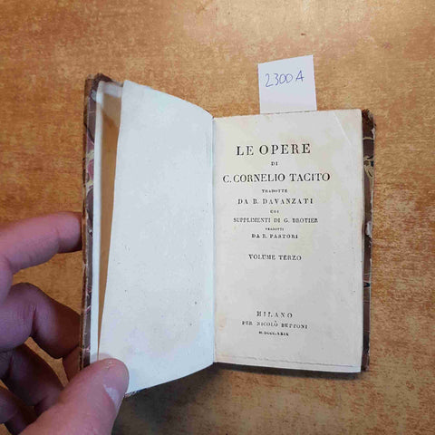 LE OPERE DI CORNELIO TACITO TRADOTTE DA DAVANZATI 1829 NICOLO' BETTONI volume 3