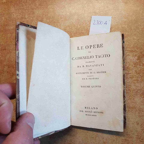 LE OPERE DI CORNELIO TACITO TRADOTTE DA DAVANZATI 1829 NICOLO' BETTONI volume 5