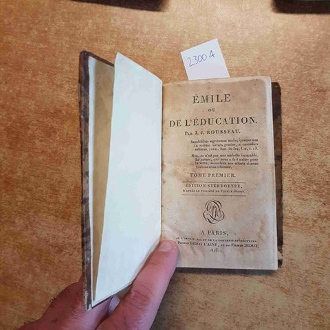 EMILE OU DE L'EDUCATION PAR J.J. ROUSSEAU 1817 DIDOT L'AINE completo in 3 tomi