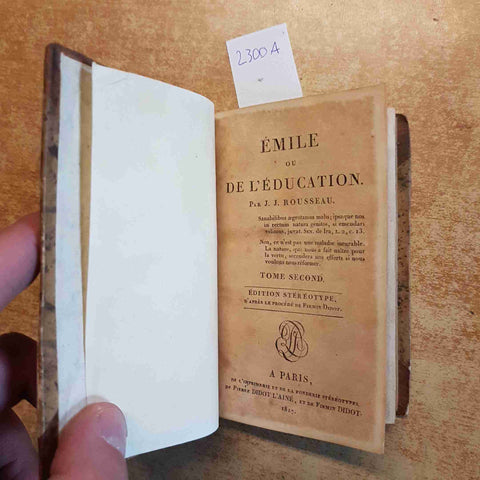 EMILE OU DE L'EDUCATION PAR J.J. ROUSSEAU 1817 DIDOT L'AINE completo in 3 tomi