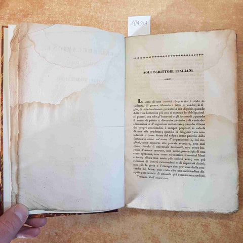 DELL'EDUCAZIONE SCRITTI VARII DI NICOLO' TOMMASEO 1834 GIUSEPPE RUGGIA LUGANO