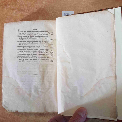 DELL'EDUCAZIONE SCRITTI VARII DI NICOLO' TOMMASEO 1834 GIUSEPPE RUGGIA LUGANO