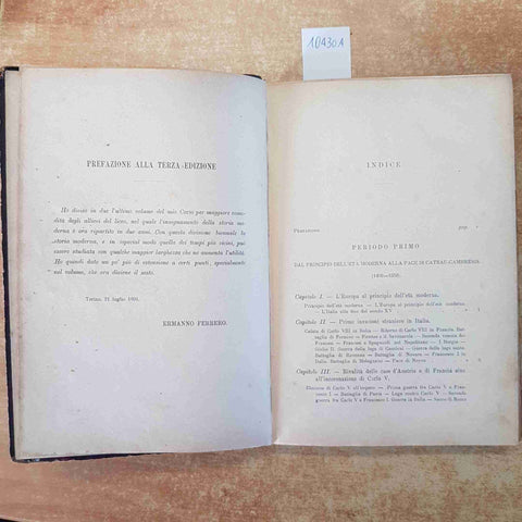 ERMANNO FERRERO CORSO DI STORIA MODERNA vol. 5-6 LOESCHER 1892 SCUOLE SECONDARIE
